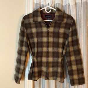 Vintage brown tan plaid jacket size small